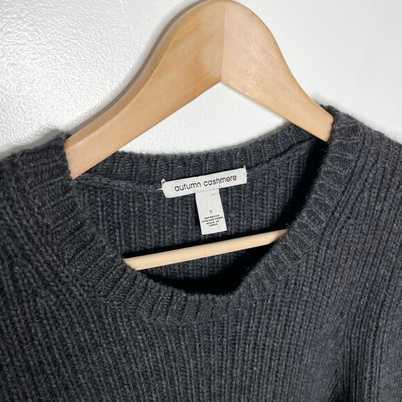 Autumn Cashmere Power Shoulder Sweater Womens Small Black Gray Wool Blend - Picture 6 of 10